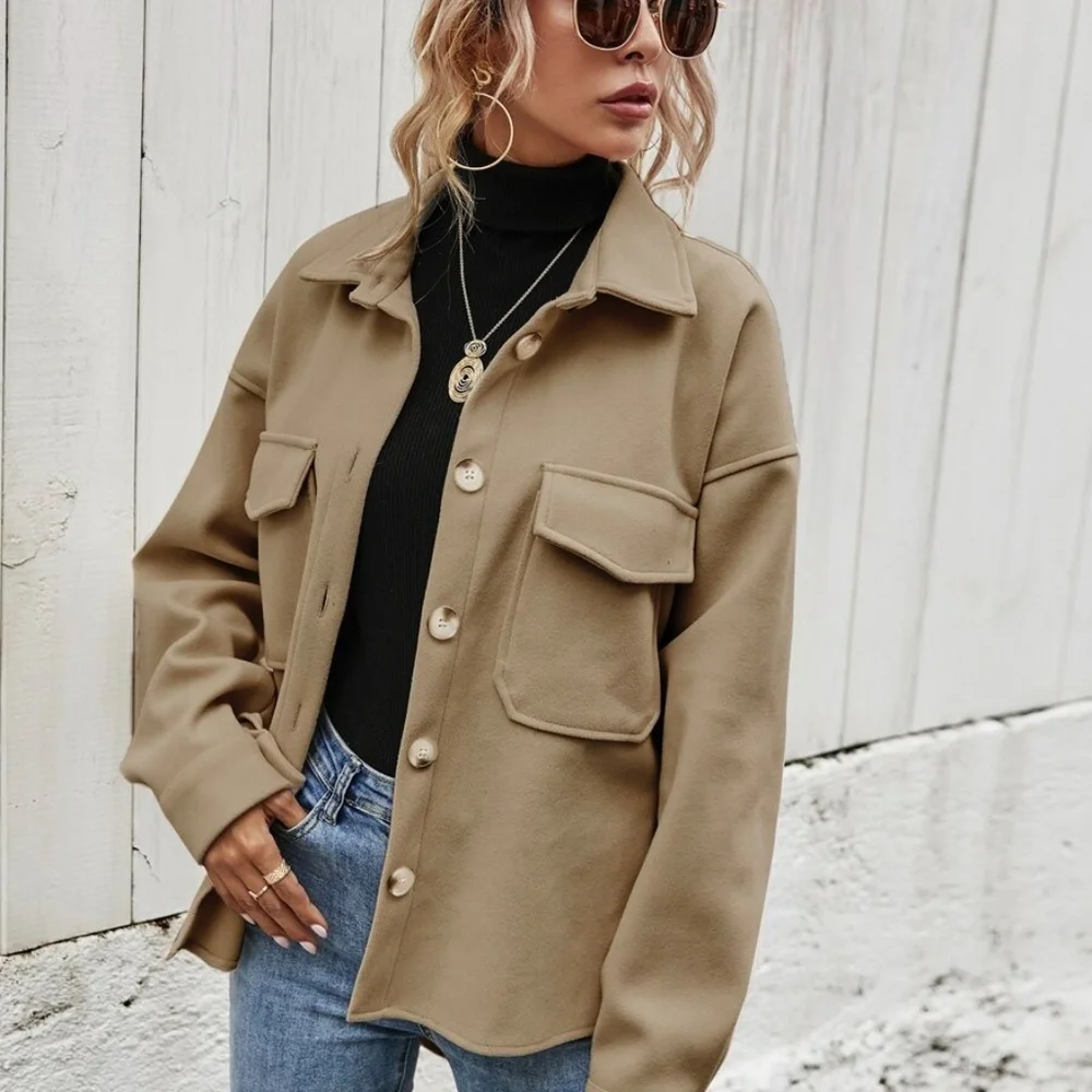 Cozy Boyfriend fit Button oversized shacket jacket - Picture 11 of 16